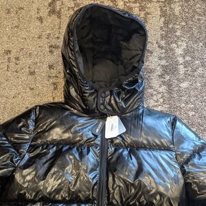 Black Shiny Cozy Coop Kids Puffer Jacket